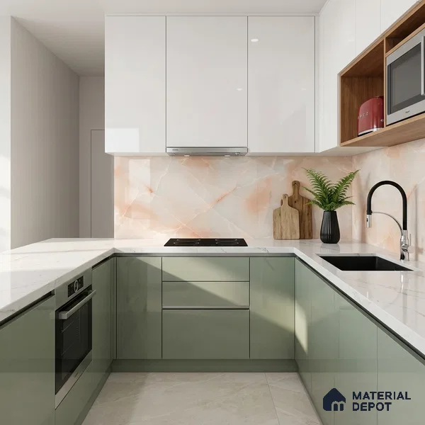 Marble Wall & Floor Tile TL 05112 B Marblis Blush Onyx 4 ft x 2 ft Vitrified Endless Glossy Finish - 9 mm (Random 4) | Suitable for Living Room, Bedroom & Bathroom