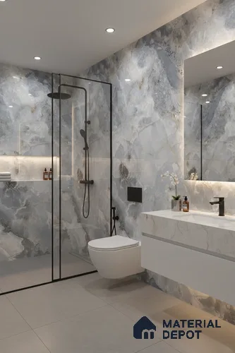 Marble Wall & Floor Tile TL 05112 C Marblis Ocean Onyx 4 ft x 2 ft Vitrified Endless Glossy Finish - 9 mm (Random 4) | Suitable for Living Room, Bedroom & Bathroom