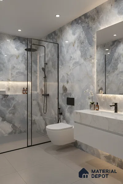 Marble Wall & Floor Tile TL 05112 C Marblis Ocean Onyx 4 ft x 2 ft Vitrified Endless Glossy Finish - 9 mm (Random 4) | Suitable for Living Room, Bedroom & Bathroom