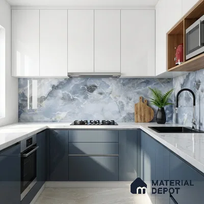 Marble Wall & Floor Tile TL 05112 C Marblis Ocean Onyx 4 ft x 2 ft Vitrified Endless Glossy Finish - 9 mm (Random 4) | Suitable for Living Room, Bedroom & Bathroom