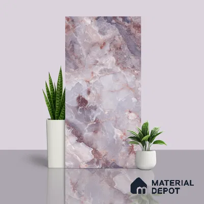 Marble Endless Onyx Wall & Floor Tile TL 05112 D Lavender 4 ft x 2 ft Glossy Finish Vitrified Tile - 9 mm | 4 Random Designs | Suitable For Living Room, Bedroom, Dining