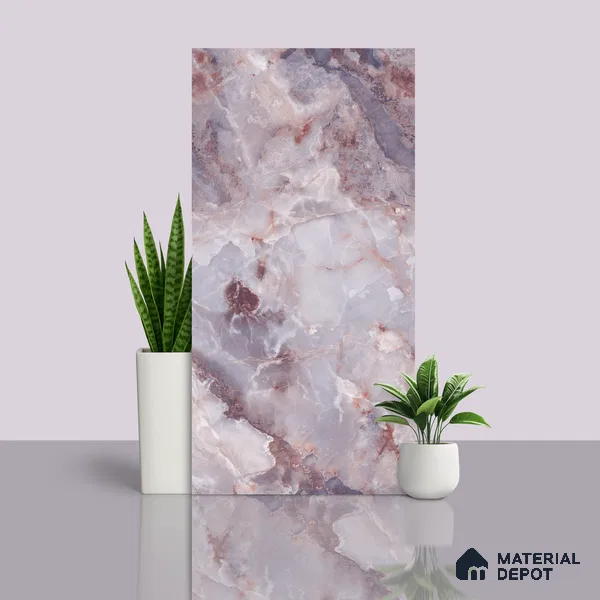 Marble Endless Onyx Wall & Floor Tile TL 05112 D Lavender 4 ft x 2 ft Glossy Finish Vitrified Tile - 9 mm | 4 Random Designs | Suitable For Living Room, Bedroom, Dining