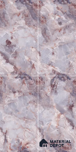 Marble Endless Onyx Wall & Floor Tile TL 05112 D Lavender 4 ft x 2 ft Glossy Finish Vitrified Tile - 9 mm | 4 Random Designs | Suitable For Living Room, Bedroom, Dining