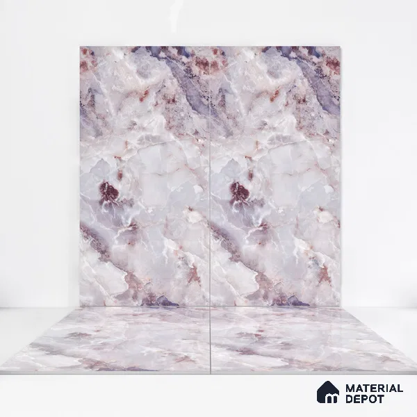 Marble Endless Onyx Wall & Floor Tile TL 05112 D Lavender 4 ft x 2 ft Glossy Finish Vitrified Tile - 9 mm | 4 Random Designs | Suitable For Living Room, Bedroom, Dining