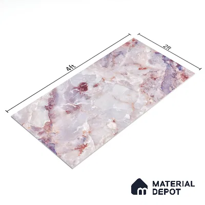 Marble Endless Onyx Wall & Floor Tile TL 05112 D Lavender 4 ft x 2 ft Glossy Finish Vitrified Tile - 9 mm | 4 Random Designs | Suitable For Living Room, Bedroom, Dining