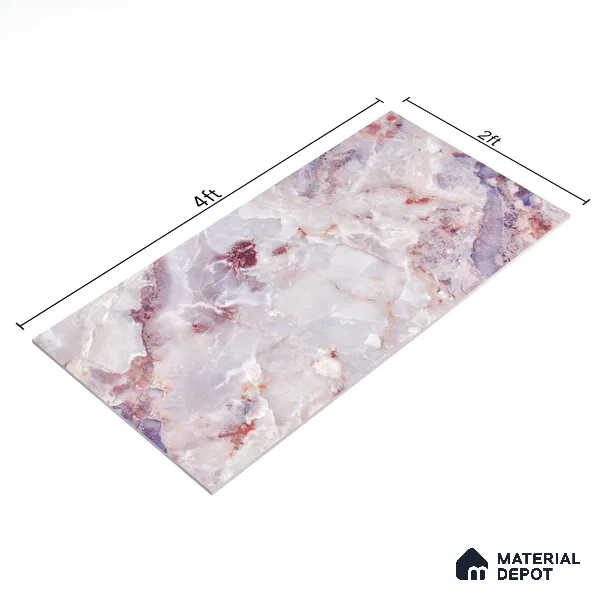 Marble Endless Onyx Wall & Floor Tile TL 05112 D Lavender 4 ft x 2 ft Glossy Finish Vitrified Tile - 9 mm | 4 Random Designs | Suitable For Living Room, Bedroom, Dining