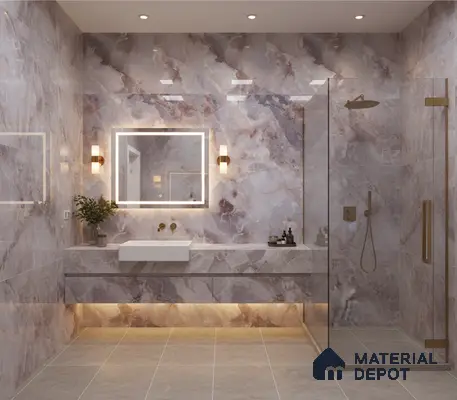 Marble Wall & Floor Tile TL 05112 D Marblis Amethyst Onyx 4 ft x 2 ft Vitrified Endless Glossy Finish - 9 mm (Random 4) | Suitable for Living Room, Bedroom & Bathroom