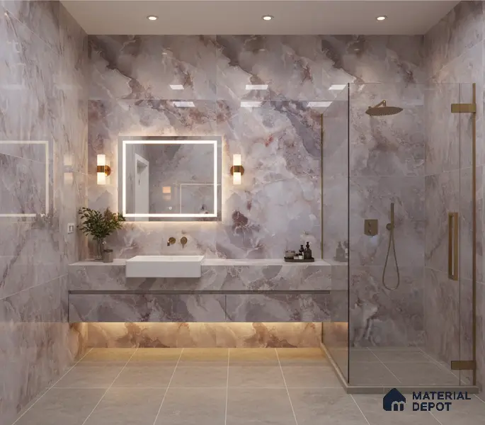 Marble Wall & Floor Tile TL 05112 D Marblis Amethyst Onyx 4 ft x 2 ft Vitrified Endless Glossy Finish - 9 mm (Random 4) | Suitable for Living Room, Bedroom & Bathroom
