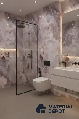 Marble Wall & Floor Tile TL 05112 D Marblis Amethyst Onyx 4 ft x 2 ft Vitrified Endless Glossy Finish - 9 mm (Random 4) | Suitable for Living Room, Bedroom & Bathroom