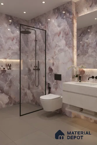 Marble Wall & Floor Tile TL 05112 D Marblis Amethyst Onyx 4 ft x 2 ft Vitrified Endless Glossy Finish - 9 mm (Random 4) | Suitable for Living Room, Bedroom & Bathroom