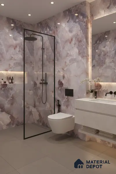 Marble Wall & Floor Tile TL 05112 D Marblis Amethyst Onyx 4 ft x 2 ft Vitrified Endless Glossy Finish - 9 mm (Random 4) | Suitable for Living Room, Bedroom & Bathroom