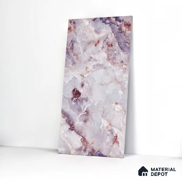 Marble Endless Onyx Wall & Floor Tile TL 05112 D Lavender 4 ft x 2 ft Glossy Finish Vitrified Tile - 9 mm | 4 Random Designs | Suitable For Living Room, Bedroom, Dining
