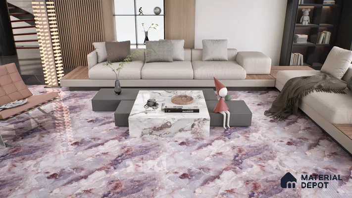 Marble Endless Onyx Wall & Floor Tile TL 05112 D Lavender 4 ft x 2 ft Glossy Finish Vitrified Tile - 9 mm | 4 Random Designs | Suitable For Living Room, Bedroom, Dining