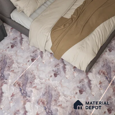 Marble Endless Onyx Wall & Floor Tile TL 05112 D Lavender 4 ft x 2 ft Glossy Finish Vitrified Tile - 9 mm | 4 Random Designs | Suitable For Living Room, Bedroom, Dining