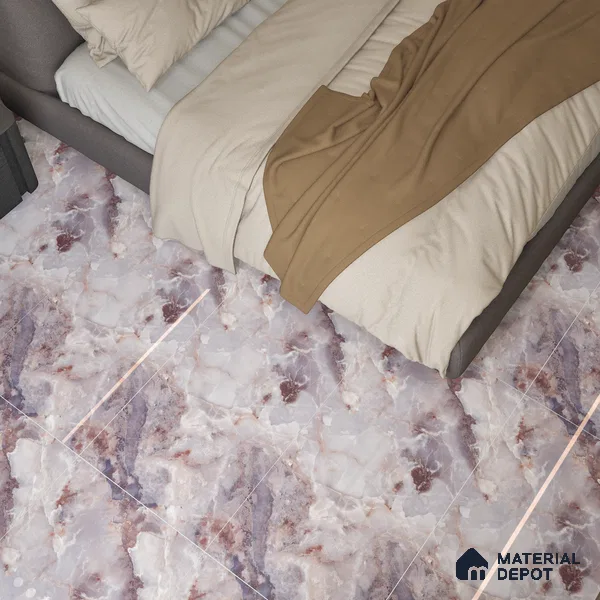 Marble Endless Onyx Wall & Floor Tile TL 05112 D Lavender 4 ft x 2 ft Glossy Finish Vitrified Tile - 9 mm | 4 Random Designs | Suitable For Living Room, Bedroom, Dining