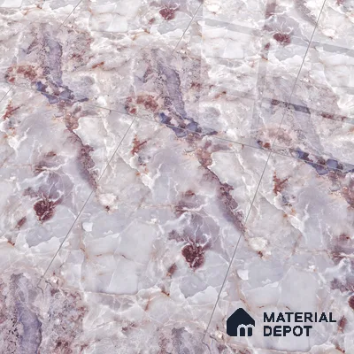 Marble Endless Onyx Wall & Floor Tile TL 05112 D Lavender 4 ft x 2 ft Glossy Finish Vitrified Tile - 9 mm | 4 Random Designs | Suitable For Living Room, Bedroom, Dining