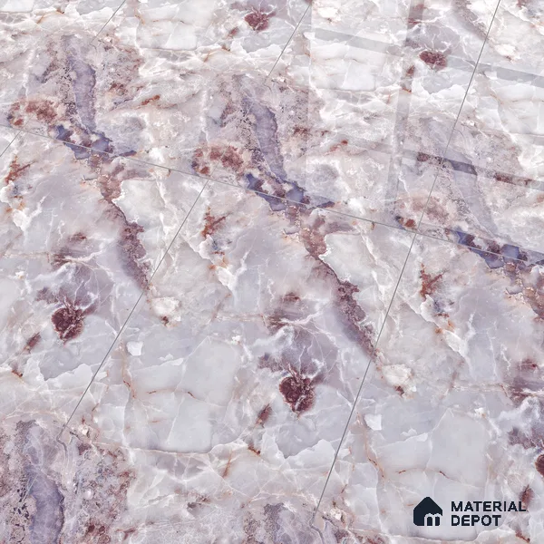 Marble Endless Onyx Wall & Floor Tile TL 05112 D Lavender 4 ft x 2 ft Glossy Finish Vitrified Tile - 9 mm | 4 Random Designs | Suitable For Living Room, Bedroom, Dining