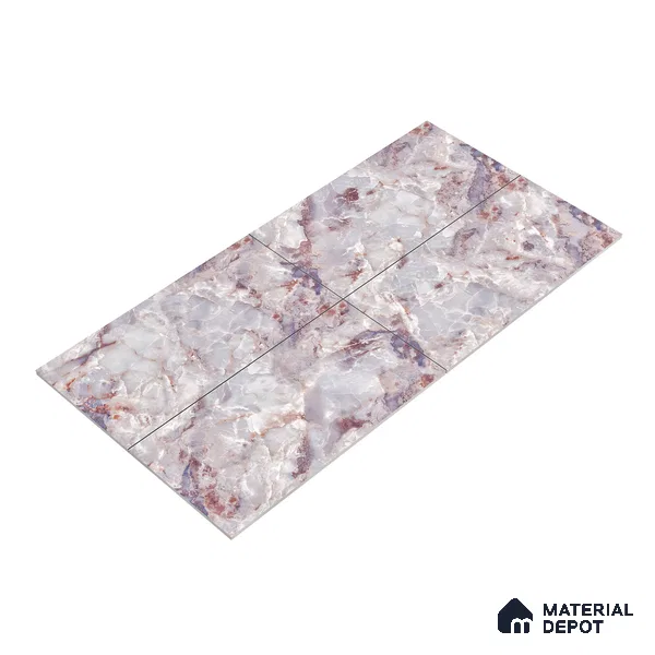 Marble Endless Onyx Wall & Floor Tile TL 05112 D Lavender 4 ft x 2 ft Glossy Finish Vitrified Tile - 9 mm | 4 Random Designs | Suitable For Living Room, Bedroom, Dining