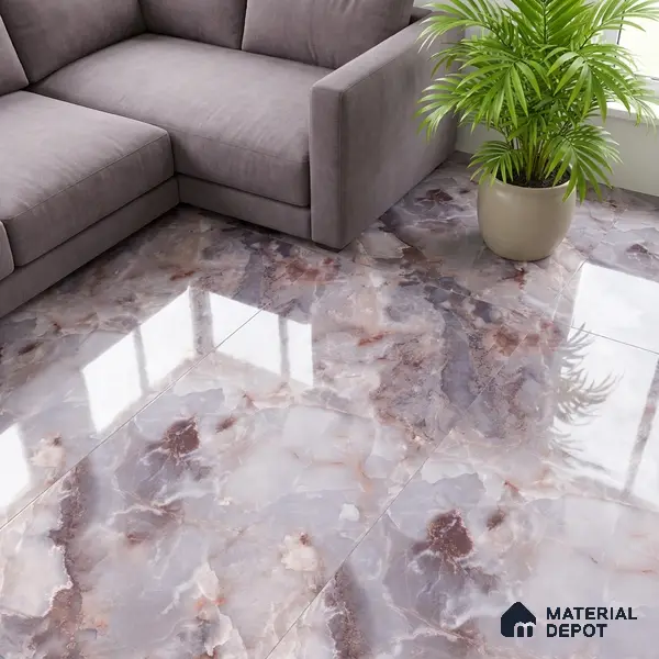 Marble Wall & Floor Tile TL 05112 D Marblis Amethyst Onyx 4 ft x 2 ft Vitrified Endless Glossy Finish - 9 mm (Random 4) | Suitable for Living Room, Bedroom & Bathroom