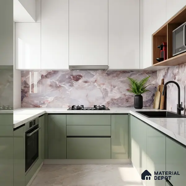 Marble Wall & Floor Tile TL 05112 D Marblis Amethyst Onyx 4 ft x 2 ft Vitrified Endless Glossy Finish - 9 mm (Random 4) | Suitable for Living Room, Bedroom & Bathroom