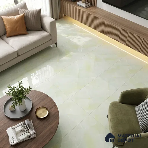Marble Endless Onyx Wall & Floor Tile TL 05112 Mint Green 4 ft x 2 ft Glossy Finish Vitrified Tile - 9 mm | 4 Random Designs | Suitable For Living Room, Bedroom, Dining