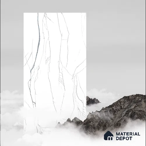 Marble Look Wall & Floor Tile TL 05113 B Marblis White Radiance 4 ft x 2 ft Vitrified Endless Carving Matte Finish - 9 mm (Random 4) | Suitable for Living Room, Bedroom & Bathroom