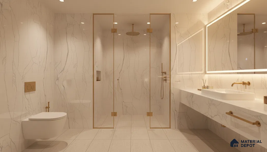 Marble Wall & Floor Tile TL 05113 Marblis Pearl Whisper 4 ft x 2 ft Vitrified Endless Glossy Finish - 9 mm (Random 4) | Suitable for Living Room, Bedroom & Bathroom