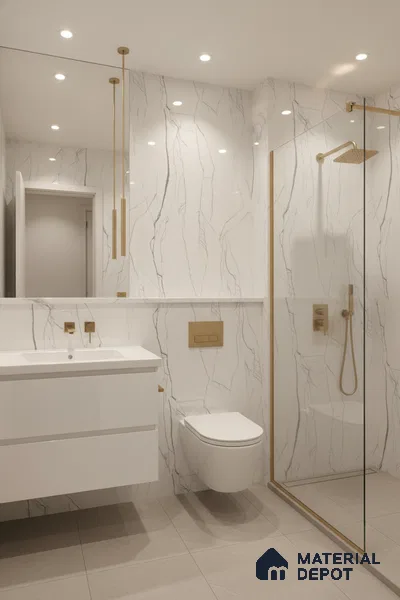 Marble Wall & Floor Tile TL 05113 Marblis Pearl Whisper 4 ft x 2 ft Vitrified Endless Glossy Finish - 9 mm (Random 4) | Suitable for Living Room, Bedroom & Bathroom