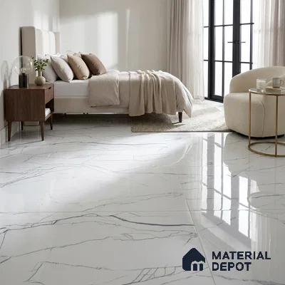 Marble Wall & Floor Tile TL 05113 Marblis Pearl Whisper 4 ft x 2 ft Vitrified Endless Glossy Finish - 9 mm (Random 4) | Suitable for Living Room, Bedroom & Bathroom