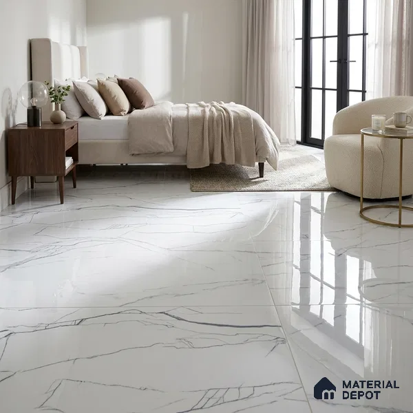 Marble Wall & Floor Tile TL 05113 Marblis Pearl Whisper 4 ft x 2 ft Vitrified Endless Glossy Finish - 9 mm (Random 4) | Suitable for Living Room, Bedroom & Bathroom