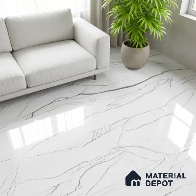 Marble Wall & Floor Tile TL 05113 Marblis Pearl Whisper 4 ft x 2 ft Vitrified Endless Glossy Finish - 9 mm (Random 4) | Suitable for Living Room, Bedroom & Bathroom