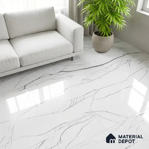 Marble Wall & Floor Tile TL 05113 Marblis Pearl Whisper 4 ft x 2 ft Vitrified Endless Glossy Finish - 9 mm (Random 4) | Suitable for Living Room, Bedroom & Bathroom