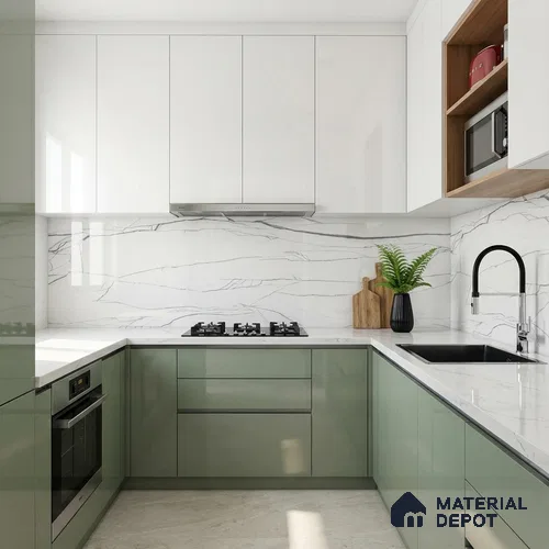 Marble Wall & Floor Tile TL 05113 Marblis Pearl Whisper 4 ft x 2 ft Vitrified Endless Glossy Finish - 9 mm (Random 4) | Suitable for Living Room, Bedroom & Bathroom
