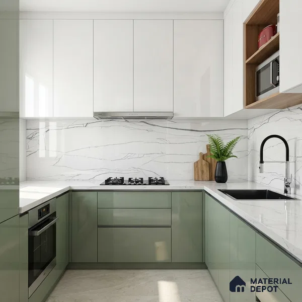 Marble Wall & Floor Tile TL 05113 Marblis Pearl Whisper 4 ft x 2 ft Vitrified Endless Glossy Finish - 9 mm (Random 4) | Suitable for Living Room, Bedroom & Bathroom
