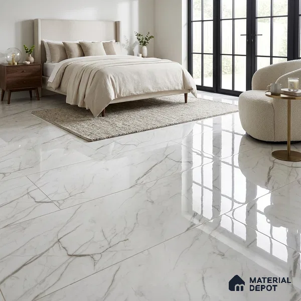 Marble Wall & Floor Tile TL 05114 Marblis Crystal Veil 4 ft x 2 ft Vitrified Endless Glossy Finish - 9 mm (Random 4) | Suitable for Living Room, Bedroom & Bathroom