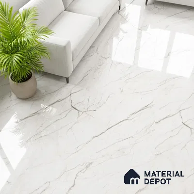 Marble Wall & Floor Tile TL 05114 Marblis Crystal Veil 4 ft x 2 ft Vitrified Endless Glossy Finish - 9 mm (Random 4) | Suitable for Living Room, Bedroom & Bathroom