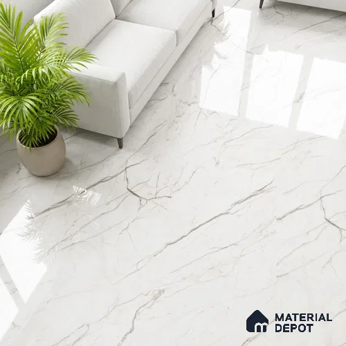 Marble Wall & Floor Tile TL 05114 Marblis Crystal Veil 4 ft x 2 ft Vitrified Endless Glossy Finish - 9 mm (Random 4) | Suitable for Living Room, Bedroom & Bathroom