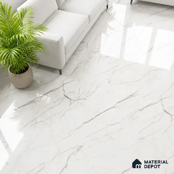 Marble Wall & Floor Tile TL 05114 Marblis Crystal Veil 4 ft x 2 ft Vitrified Endless Glossy Finish - 9 mm (Random 4) | Suitable for Living Room, Bedroom & Bathroom