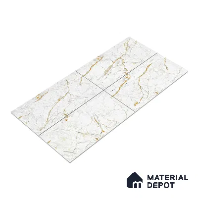 Marble Endless Calacatta Wall & Floor Tile TL 05115 Off-White 4 ft x 2 ft Glossy Finish Vitrified Tile - 9 mm | 4 Random Designs | Suitable For Living Room, Bedroom, Dining