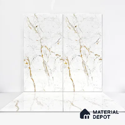 Marble Endless Calacatta Wall & Floor Tile TL 05115 Off-White 4 ft x 2 ft Glossy Finish Vitrified Tile - 9 mm | 4 Random Designs | Suitable For Living Room, Bedroom, Dining