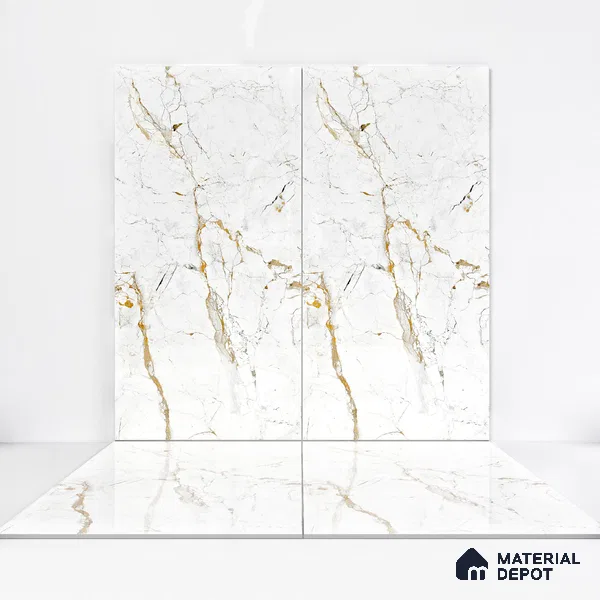 Marble Endless Calacatta Wall & Floor Tile TL 05115 Off-White 4 ft x 2 ft Glossy Finish Vitrified Tile - 9 mm | 4 Random Designs | Suitable For Living Room, Bedroom, Dining