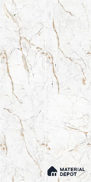 Marble Endless Calacatta Wall & Floor Tile TL 05115 Off-White 4 ft x 2 ft Glossy Finish Vitrified Tile - 9 mm | 4 Random Designs | Suitable For Living Room, Bedroom, Dining