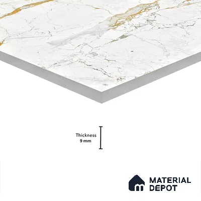 Marble Endless Calacatta Wall & Floor Tile TL 05115 Off-White 4 ft x 2 ft Glossy Finish Vitrified Tile - 9 mm | 4 Random Designs | Suitable For Living Room, Bedroom, Dining