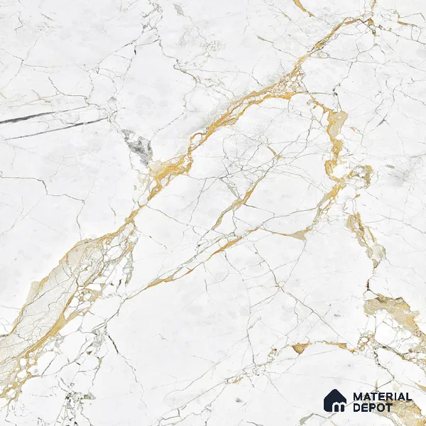 Marble Endless Calacatta Wall & Floor Tile TL 05115 Off-White 4 ft x 2 ft Glossy Finish Vitrified Tile - 9 mm | 4 Random Designs | Suitable For Living Room, Bedroom, Dining
