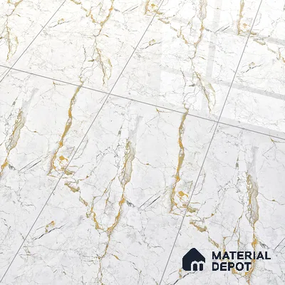 Marble Endless Calacatta Wall & Floor Tile TL 05115 Off-White 4 ft x 2 ft Glossy Finish Vitrified Tile - 9 mm | 4 Random Designs | Suitable For Living Room, Bedroom, Dining