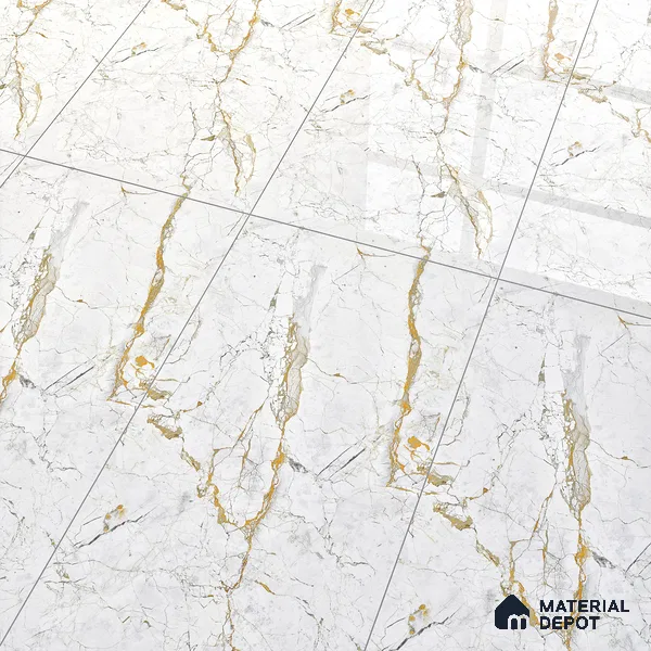 Marble Endless Calacatta Wall & Floor Tile TL 05115 Off-White 4 ft x 2 ft Glossy Finish Vitrified Tile - 9 mm | 4 Random Designs | Suitable For Living Room, Bedroom, Dining