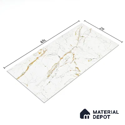 Marble Endless Calacatta Wall & Floor Tile TL 05115 Off-White 4 ft x 2 ft Glossy Finish Vitrified Tile - 9 mm | 4 Random Designs | Suitable For Living Room, Bedroom, Dining