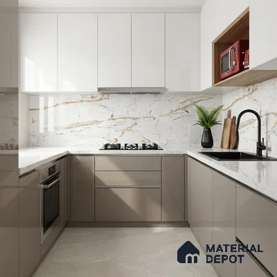 Marble Wall & Floor Tile TL 05115 Marblis Alabaster Elegance 4 ft x 2 ft Vitrified Endless Glossy Finish - 9 mm (Random 4) | Suitable for Living Room, Bedroom & Bathroom
