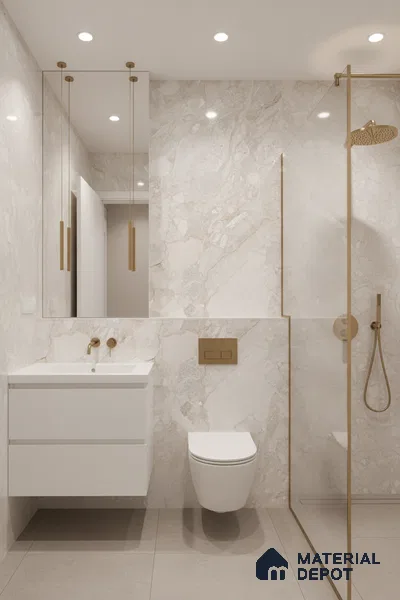 Marble Wall & Floor Tile TL 05116 Marblis Sandy Veil 4 ft x 2 ft Vitrified Endless Glossy Finish - 9 mm (Random 4) | Suitable for Living Room, Bedroom & Bathroom