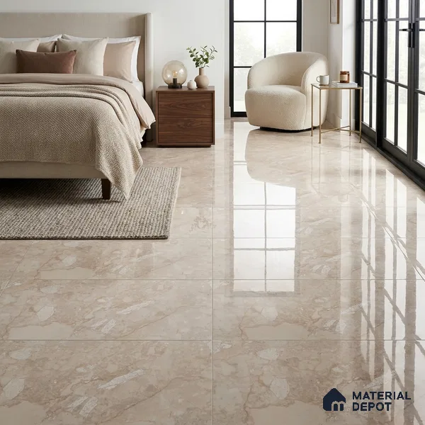 Marble Wall & Floor Tile TL 05116 Marblis Sandy Veil 4 ft x 2 ft Vitrified Endless Glossy Finish - 9 mm (Random 4) | Suitable for Living Room, Bedroom & Bathroom